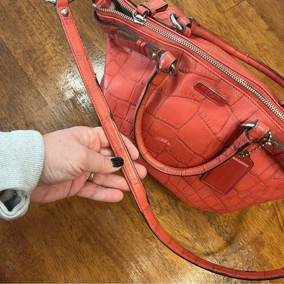 Coach Madison Sophia Croc Embossed Leather Satchel Crossbody Shoulder bag purse - Picture 5 of 16